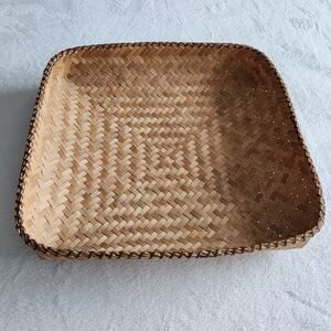 Vintage XL Hand Woven Bamboo Winnowing Basket Decor Boho Chic Made Philippines